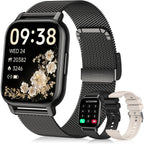 Smart Watch for Women (3 Bands), 1.85'' HD Fitness Tracker with Bluetooth Calls, IPX8 Waterproof Smartwatch for Android iPhone, 112+ Sport Modes, Heart Rate & Breathing Rate Sleep Monitor, Black