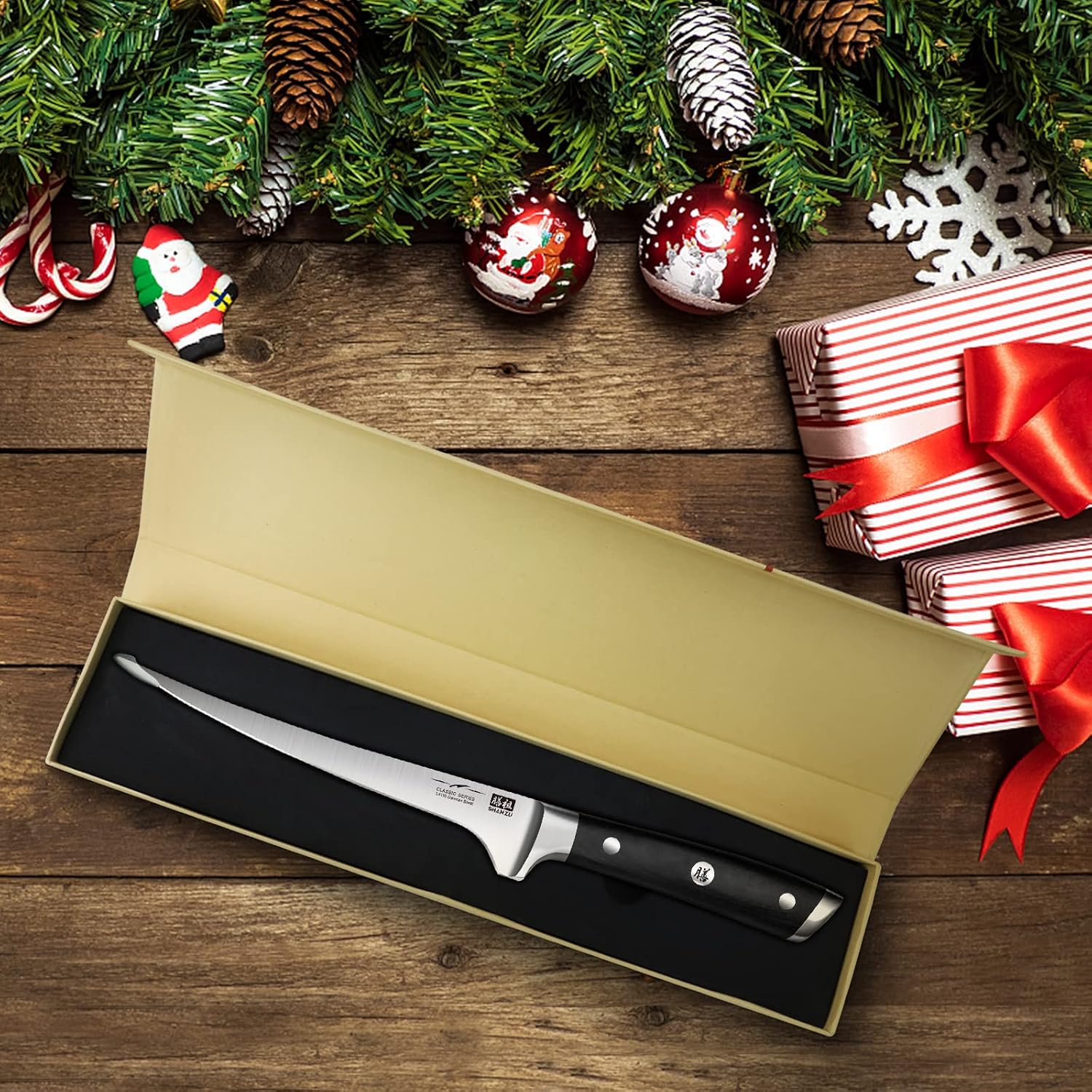 Shan Zu Fillet Knife 7 Inch- Edge Deboning Fish And Meat Boning Knife, Professional Super Sharp Fish Knives Made Of German Stainless Steel Boning Knives With Full Tang Handle