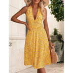 Huhot Women'S Summer Sundress Sleeveless Halter Neck Spring 2026 Floral With Pocket Elastic Waist Ruffle Mini Dresses