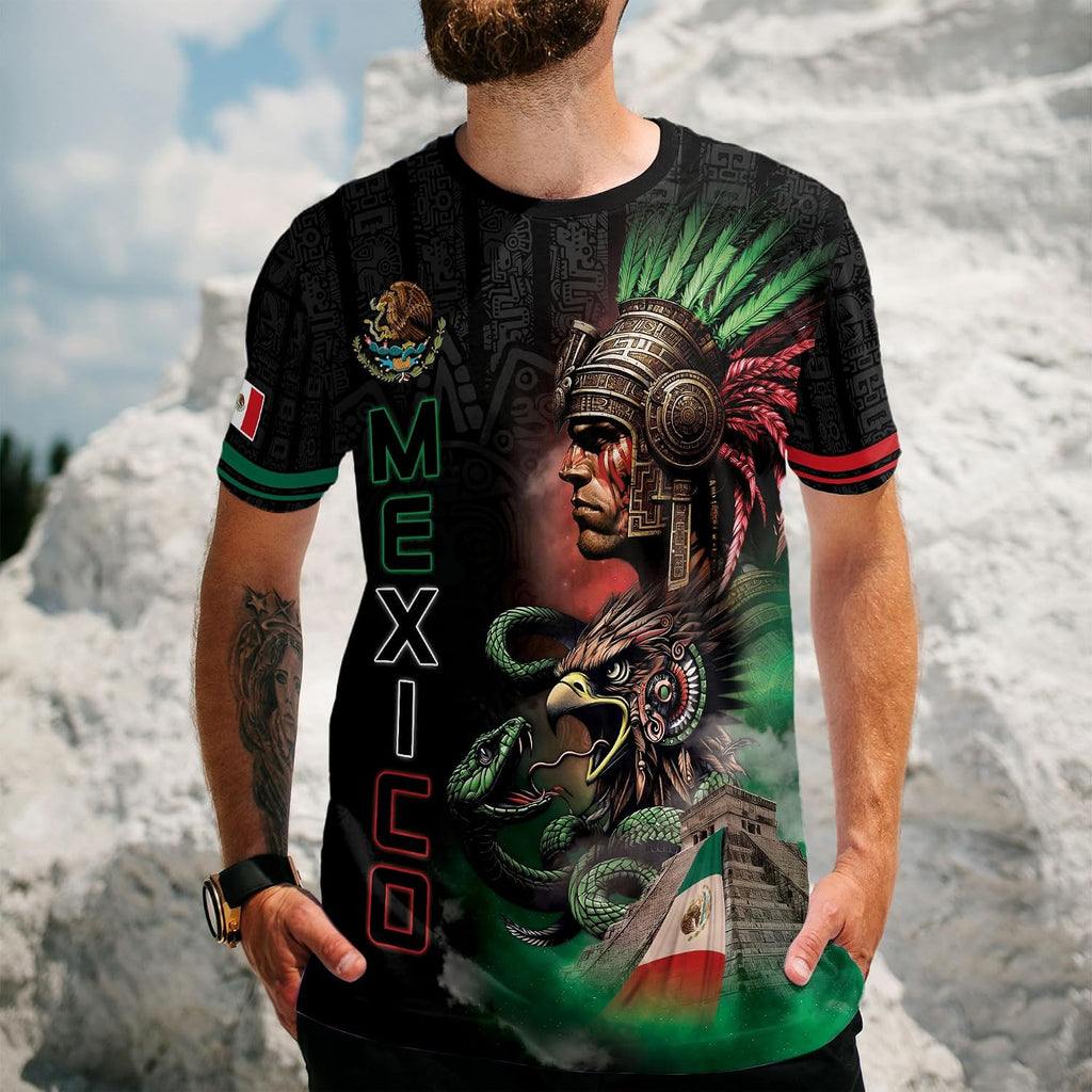 Aztec Shirt For Men, Mexican Flag Shirt, Vintage Mexican Tshirt, Mexico Shirts Men