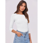 Anrabess Womens 3/4 Long Sleeve Tops Ribbed Knit Slim Fitted Shirts Basic Tee Fall Outfits 2026 Fashion Y2K Clothes