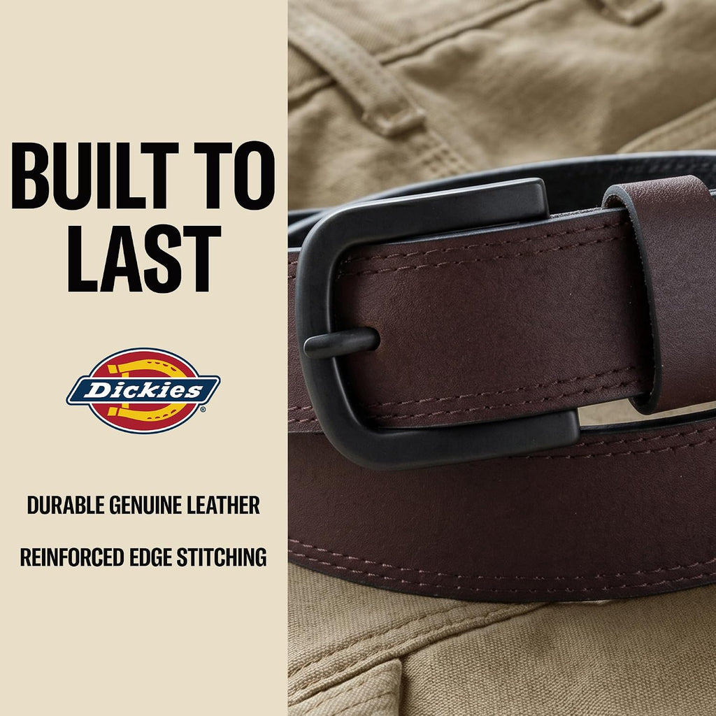 Dickies Mens Genuine Leather Belt – Durable Casual Style, Regular & Big And Tall Sizes