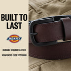 Dickies Mens Genuine Leather Belt – Durable Casual Style, Regular & Big And Tall Sizes
