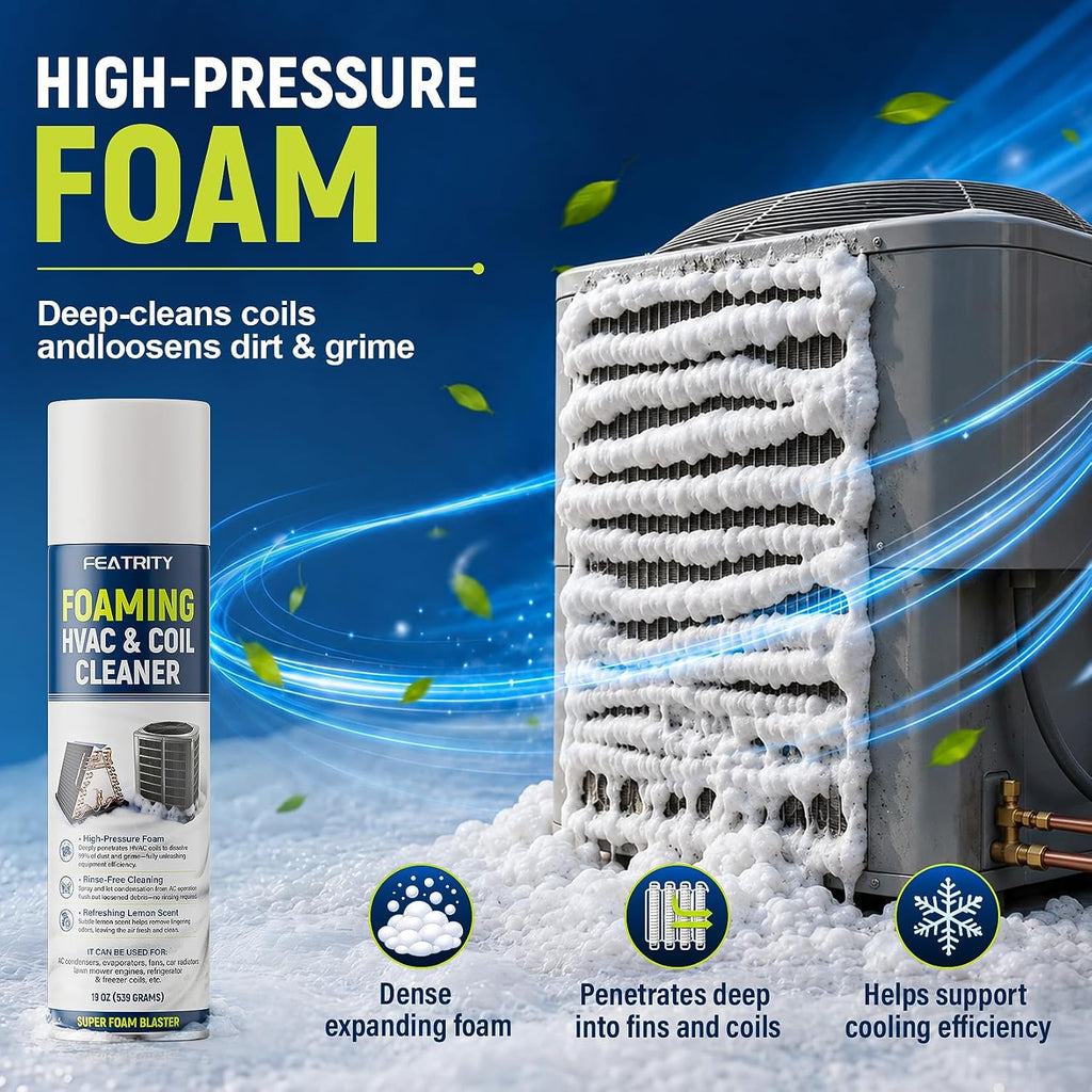 Foaming Ac Coil Cleaner: No-Rinse Deep Cleaning Spray For Evaporator And Condenser Coils For Routine Household Air Conditioner Coil Maintenance And Airflow Support - 19 Oz