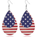 ROSTIVO American Flag Earrings for Women 4th of July Patriotic Earrings Cute Teardrop Faux Leather Dangle Earrings
