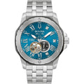 Bulova Marc Anthony Men'S Automatic Marine Star Stainless Steel Watch,Open Aperture,Exhibition Case Back,Diamond Accent Blue Sunray Dial, (Model:98D184)