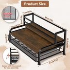 Coffee Syrup Rack Organizer, 3-Tier With 35 K-Cup Pod Holder Drawer | Black Metal Rack For 8 Syrup Bottles, Countertop Bottle Holder Stand For Wine, Space-Saving Design For Kitchen Cafe Station