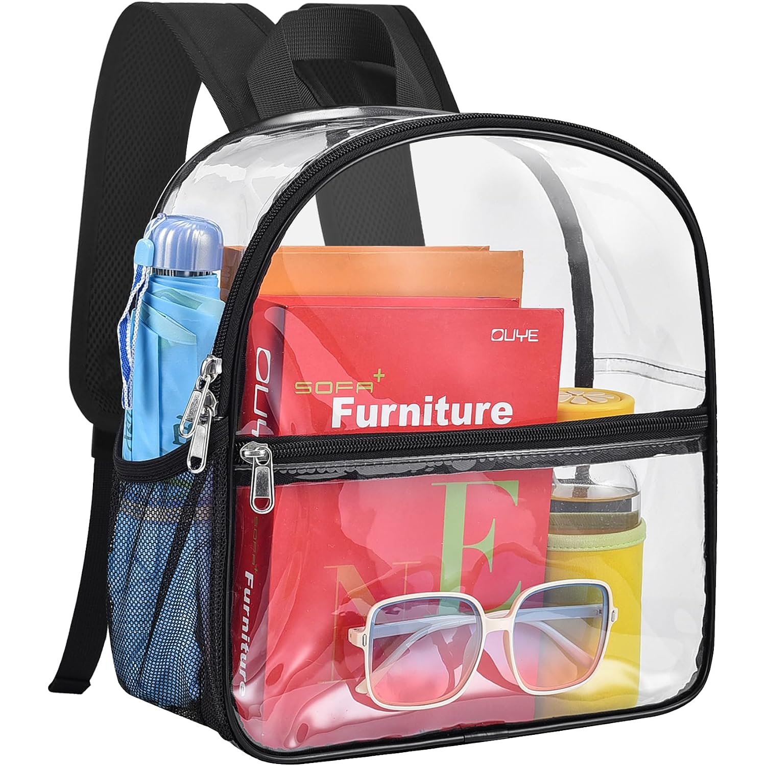 Clear Backpack Stadium Approved, 12X10.5X6 Inches Clear School Bag | 0.4Mm Thickened Pvc, Wider Shoulder Straps, Small Clear Bag For Stadium Events, School, Concert, Work, Festival