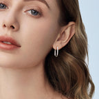 925 Sterling Silver Hoop Earrings for Women Trendy Small Square Hypoallergenic 14K Gold Plated Hoop Earrings Geometric Minimalist Rectangle Hoops Earrings