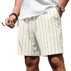 Sailwind Mens Striped Casual 7" Shorts Summer Beach Elastic Waist Drawstring Shorts With Pockets