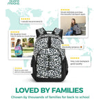 Snow Leopard Backpack For Teen Girls, Travel School Backpack For Girls Middle School Large Bookbag 18 Inch, Black