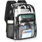 Clear Backpack Heavy Duty For School – 17In Transparent Pvc Bag With Large Capacity & Reinforced Straps For Men, Women, Boys & Girls - See Through Bookbag For College Workplace Security, Black