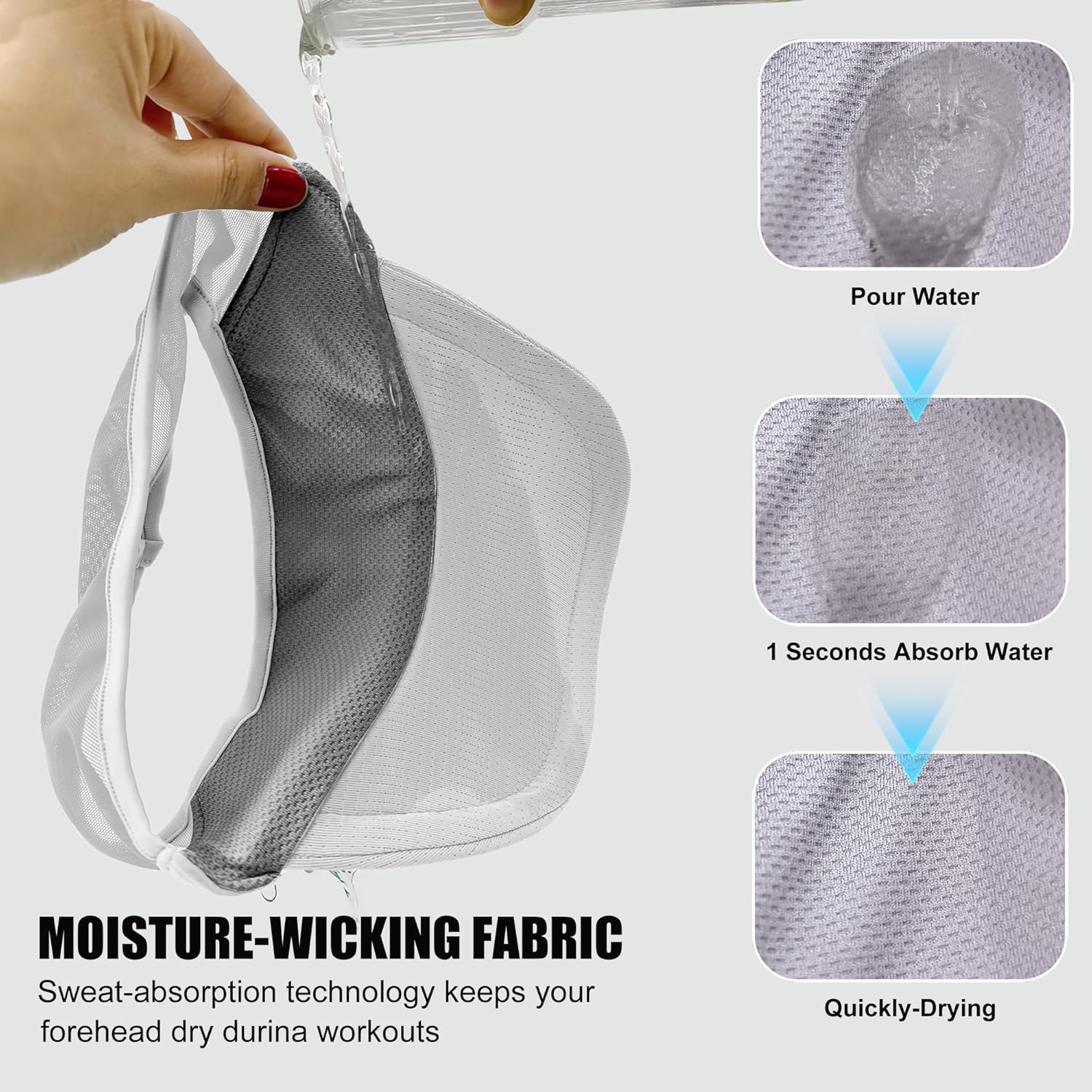 Sports Sun Visor for Women Men, Summer Cooling Stretchy Visors Hats, Womens Ponytail Hat for Golf, Running, Beach Tennis