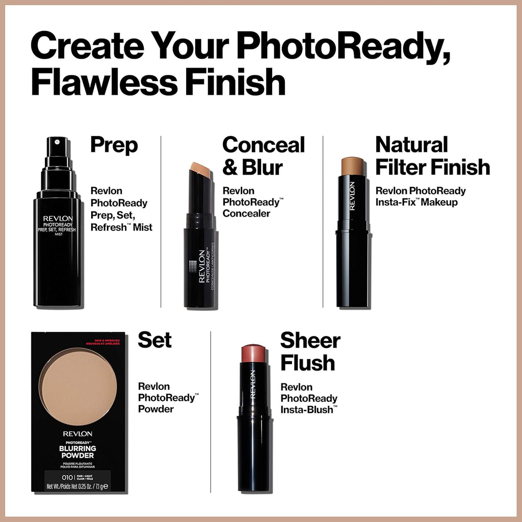 Revlon PhotoReady Blurring Face Powder Makeup, Longwear, Light-Medium Coverage with Flawless Finish, Shine & Oil-Free, 020 Light Medium, 0.25 oz