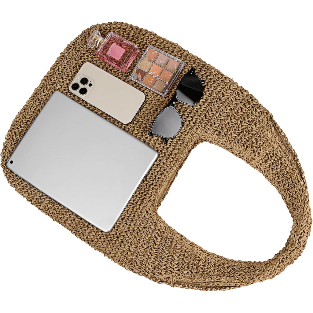 Women Large Straw Beach Bag Handmade Woven Shoulder Bags Hobo Tote Handbag Purse for Summer