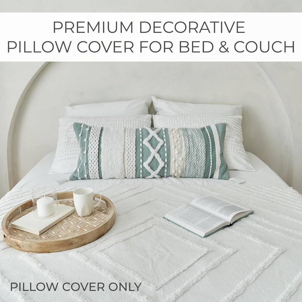 Zicoto Decorative Boho Lumbar Pillow Cover 14X36 – Beautiful Throw Pillow With Soft Texture For Bed, Couch Decor Or As Body Cushion – A Stylish Addition To Your Bedroom