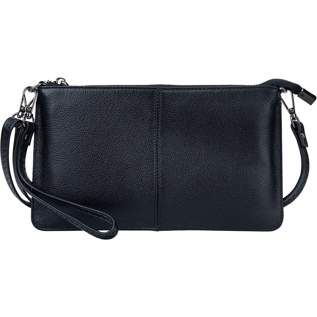 Bveyzi Genuine Leather Wristlet Purses For Women, Envelope Clutch Wallet Small Crossbody Bags For Dressy Evening