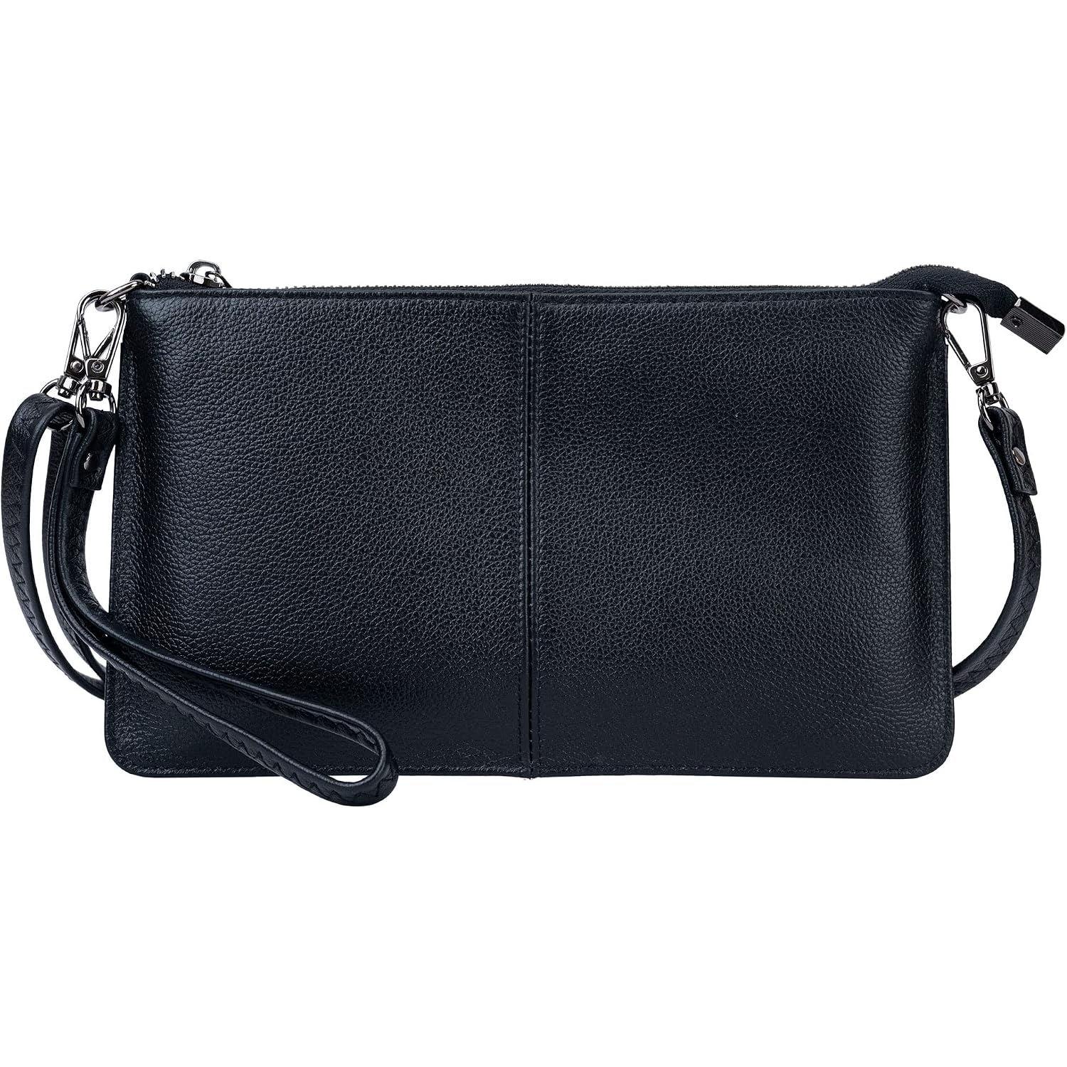 Bveyzi Genuine Leather Wristlet Purses For Women, Envelope Clutch Wallet Small Crossbody Bags For Dressy Evening