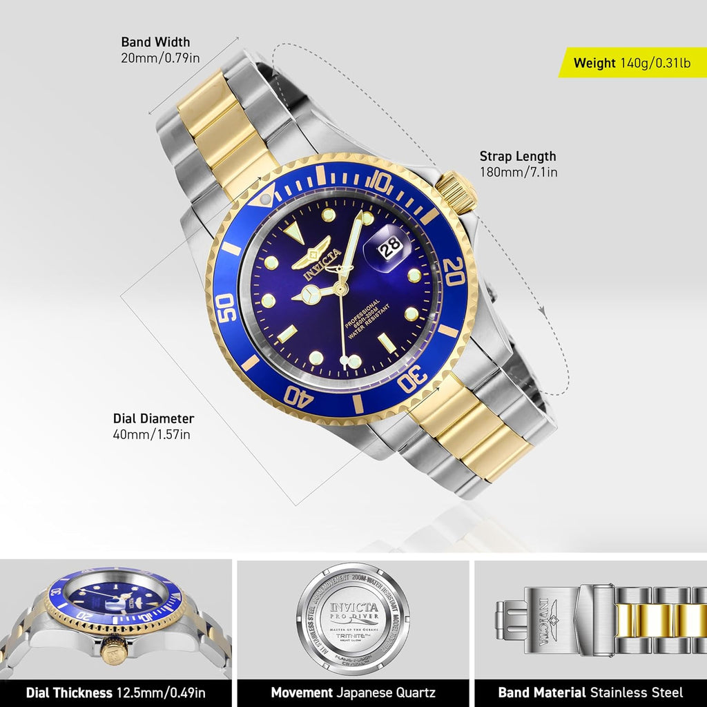 Invicta Men'S Pro Diver Quartz Watch With Stainless Steel Strap