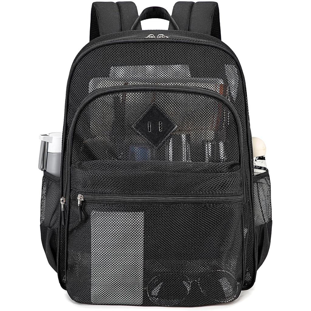 Mesh Backpack Heavy Duty, See Through School Backpack Transparent Bookbag For Swimming, Beach, Sports, Work, Travel