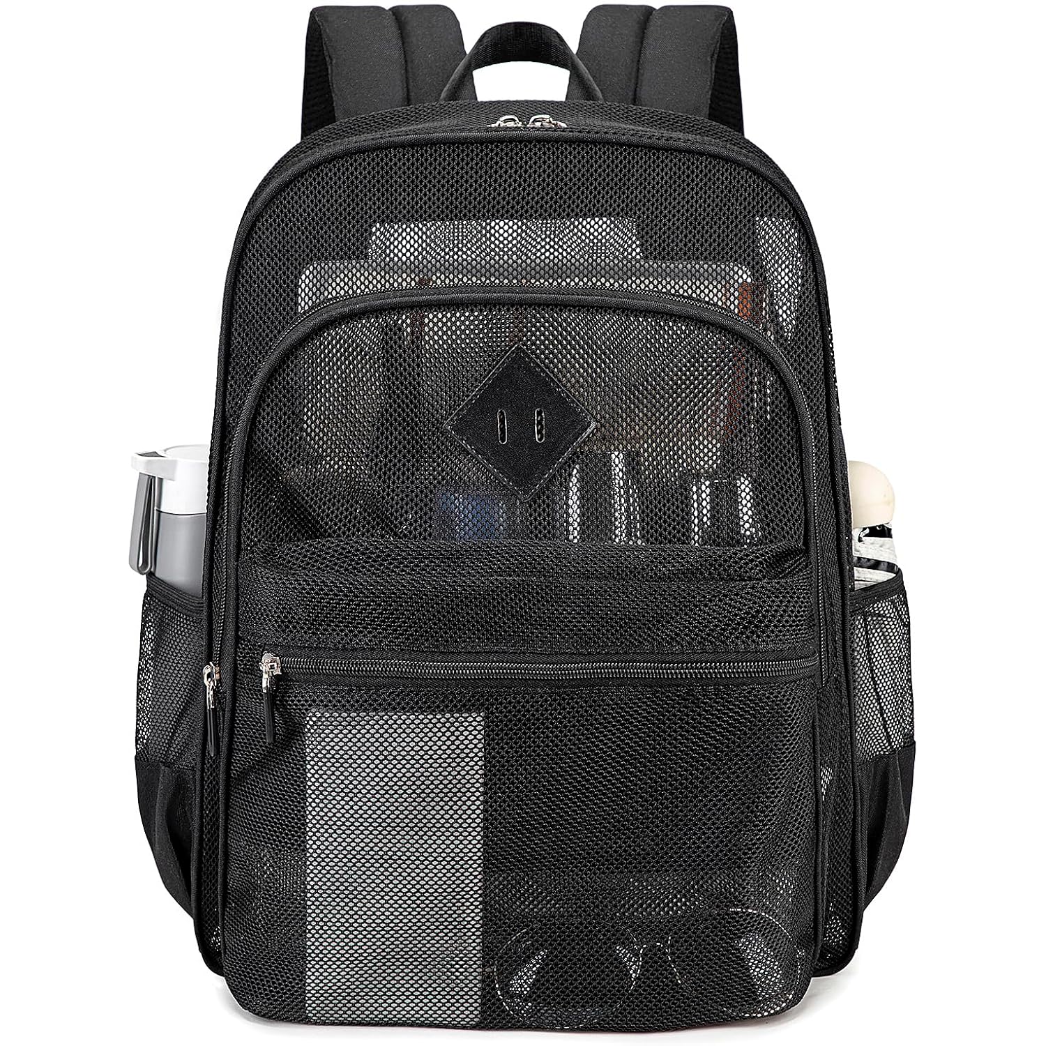 Mesh Backpack Heavy Duty, See Through School Backpack Transparent Bookbag For Swimming, Beach, Sports, Work, Travel
