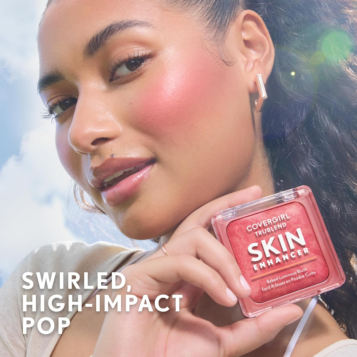 COVERGIRL TruBlend Skin Enhancer Baked Luminous Blush, with Hyaluronic Acid & White Rose Extract, Blends Seamlessly - 430 Berry Punch (Berry with Fuchsia Swirls)