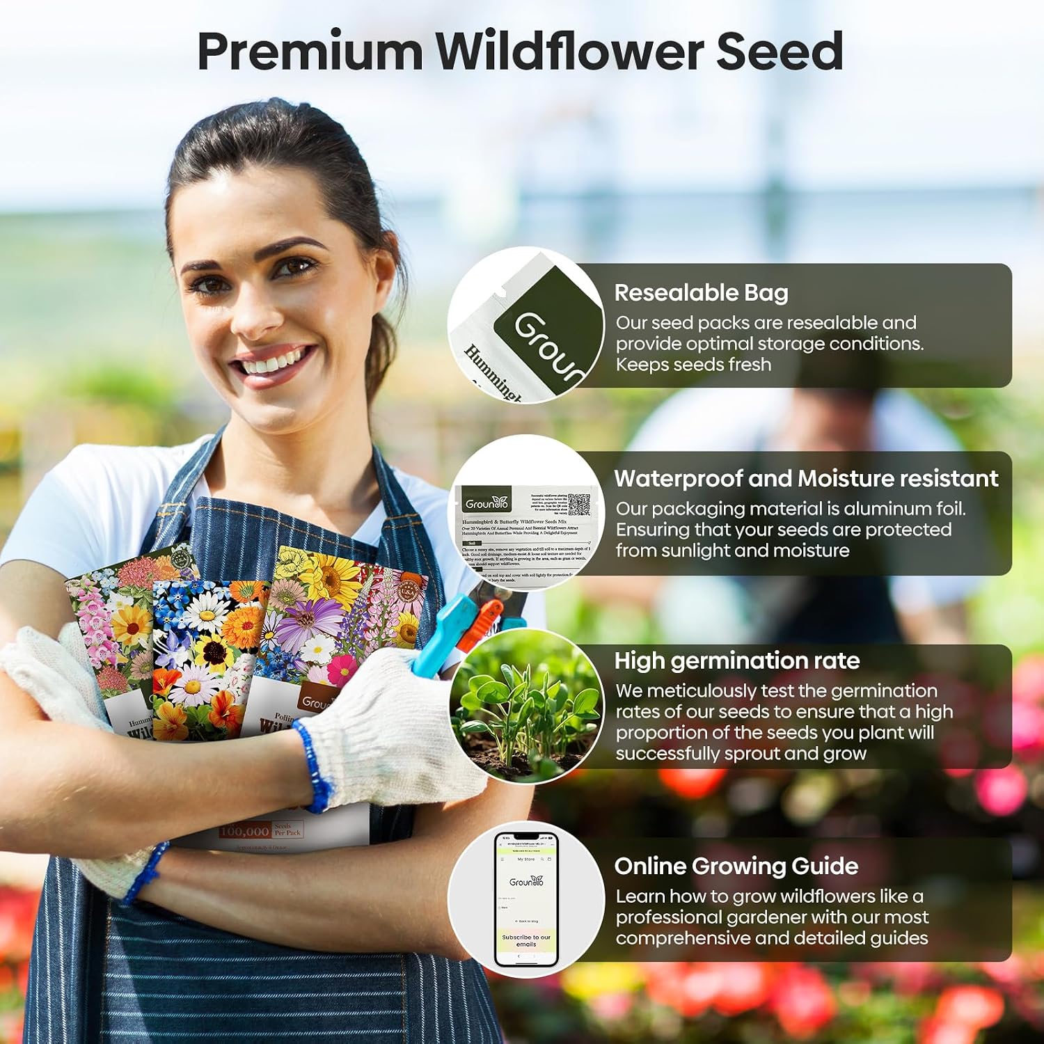 25,000+ Wildflower Seeds Mix 1 Oz, 24 Varieties Perennial & Annual Seeds For Hummingbirds And Butterflies, High Germination Flower Seeds Throw And Grow To Plant Outside, No Filler
