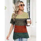Womens Tops Short Sleeve Shirts Crew Neck Tunic with Buttons Spring Summer Outfits for Women Trendy 2026