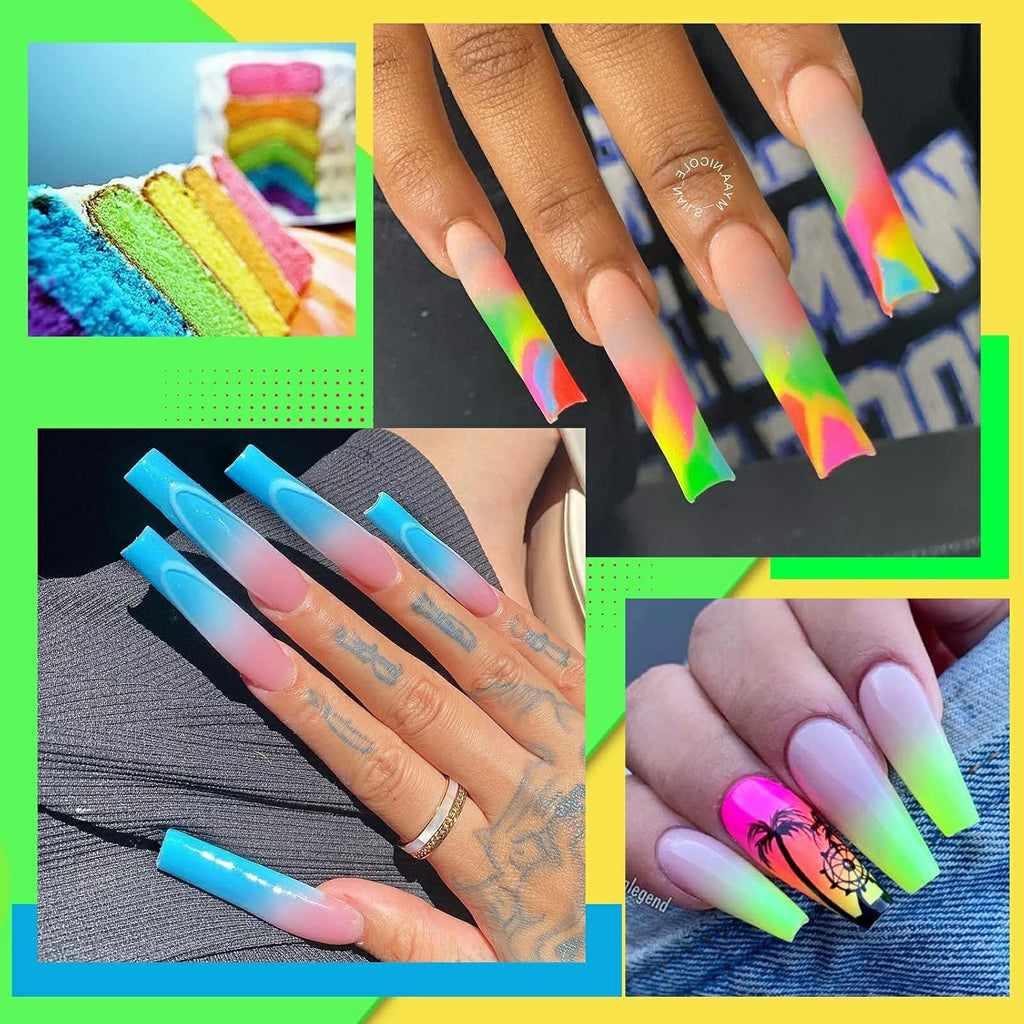 UR SUGAR Neon Poly Nail Gel Set - 6 Colors Halloween Pink Neon Green Yellow Orange Bright Colors Spring Summer Poly Extension Nail Gel Polish Kit Long Lasting Soak Off Gel Polish Gift Box