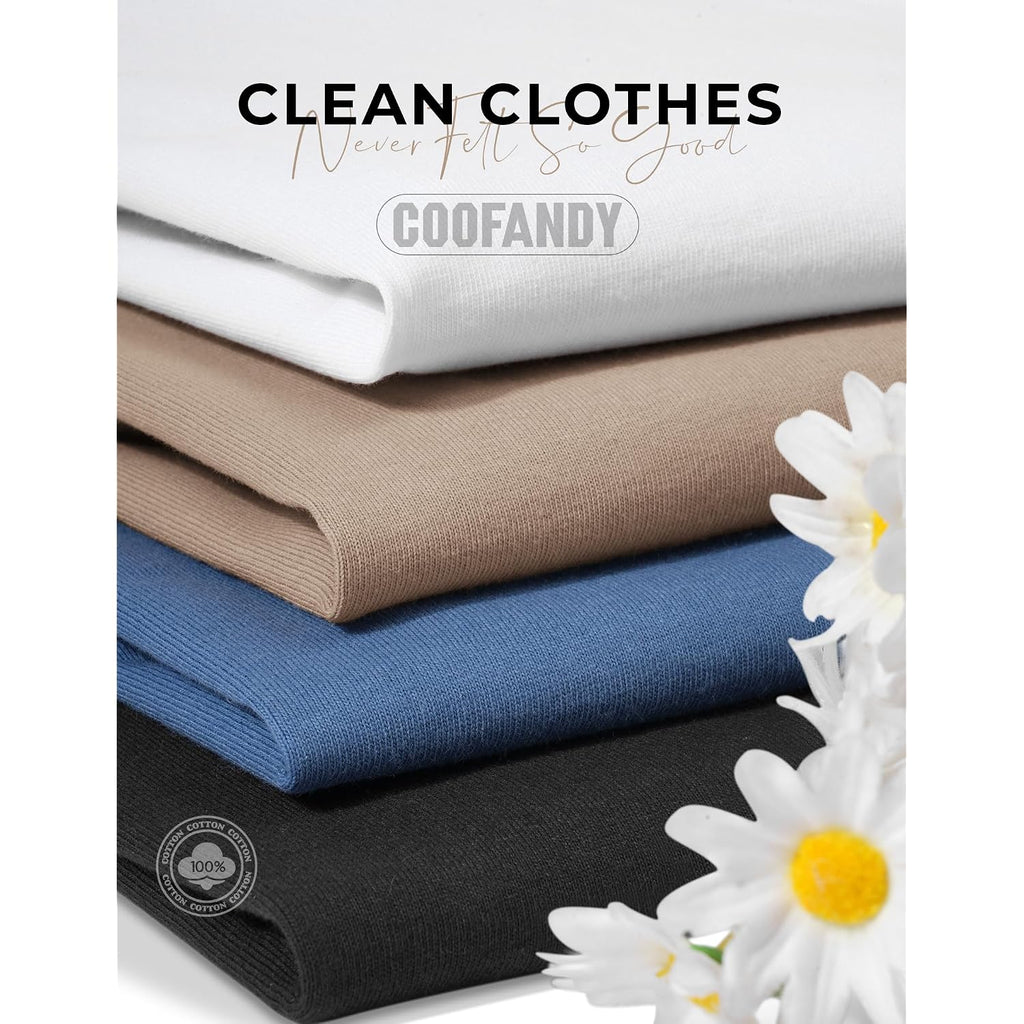 Coofandy Mens T-Shirts 100% Cotton Crewneck Short Sleeve Tees Casual Plain Shirts