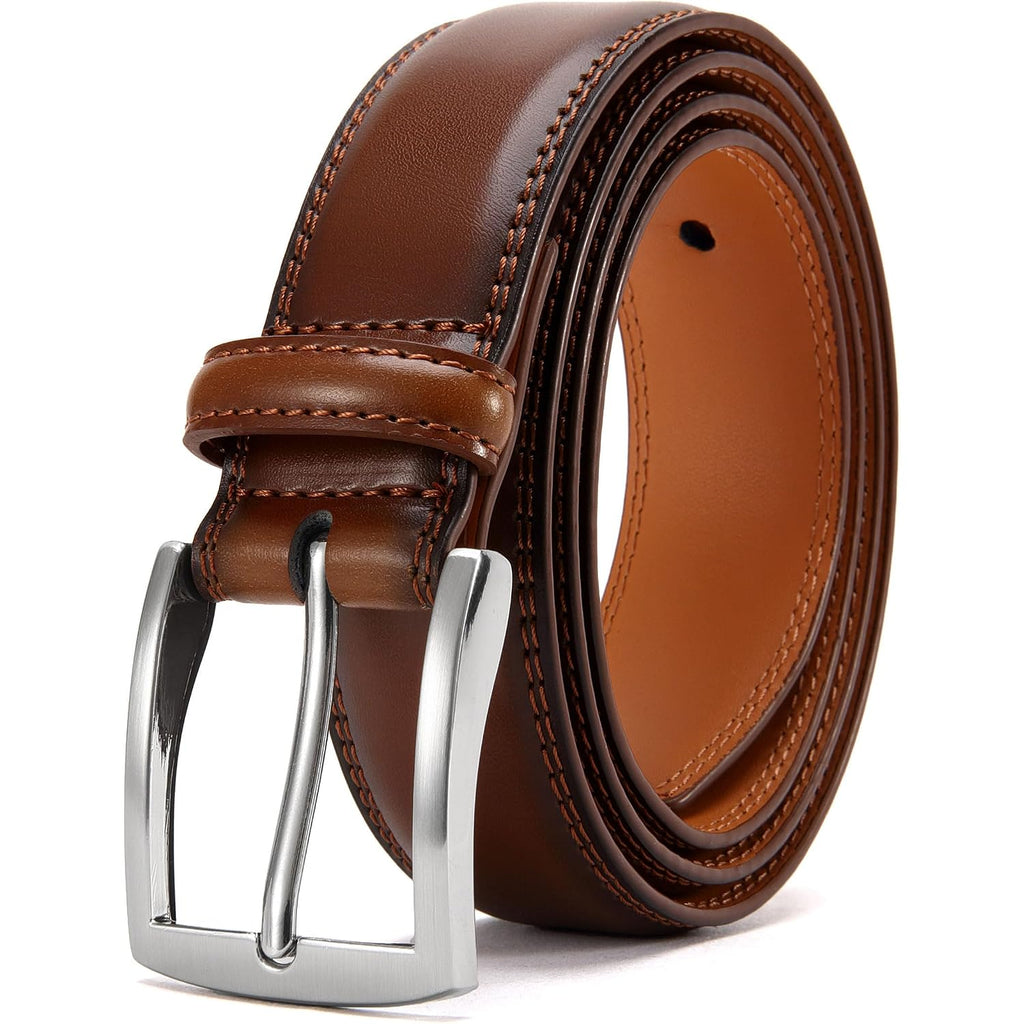 Mens Dress Belt - Genuine Leather Dress Belts For Men,Casual Suit Jeans Belt-Single Prong Buckle Black Belt