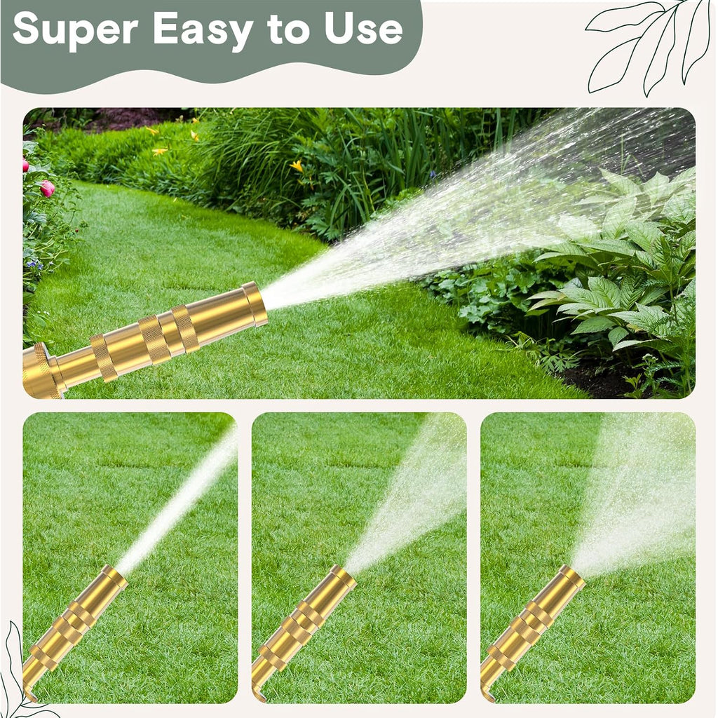 Twinkle Star Heavy-Duty Brass Adjustable Twist Hose Nozzle, 2 Pcs | 3/4” Ght Brass Garden Hose Nozzle, Adjustable Water Flow