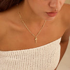 Cross Necklace for Women, Dainty 14K Gold Plated Cross Pendant Simple Long Necklaces for Women, Christian Faith Necklace Trendy Gold Jewelry Gifts for Easter