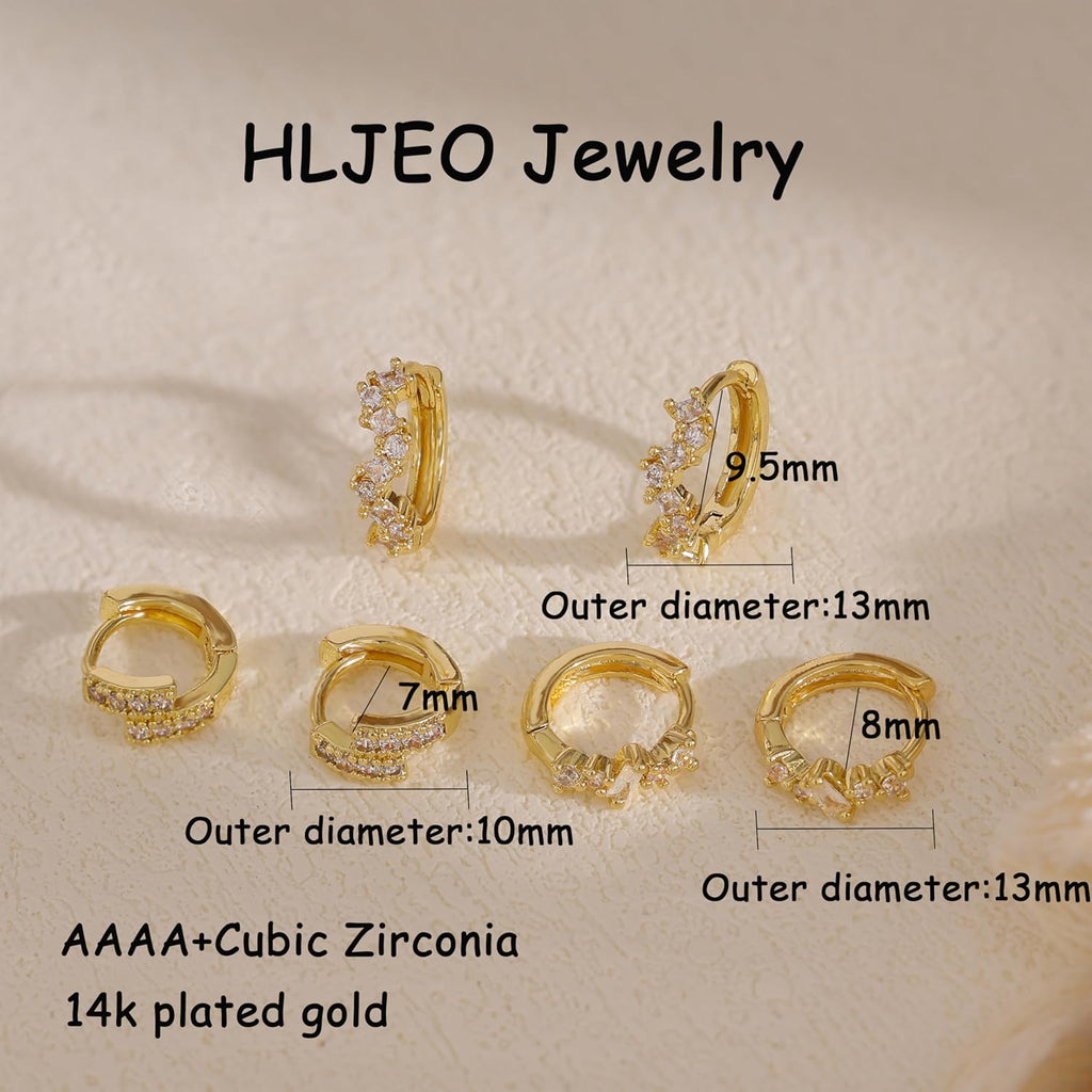 CZ Huggie Earrings for Women, Dainty Gold Earring Stacks 14K Gold Plated Small Huggie Hoop Earrings for Women Trendy Hypoallergenic Cute Unique Gold Earrings Set Fashion Gold Womens Jewelry