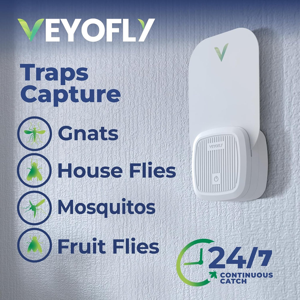 Veyofly Fruit Fly Traps For Indoors (2 Device + 4 Refills), Gnat Trap Indoor Plug In, Bug Traps, Flying Insect Trap, Gnat Traps For House Indoor, Fly Trap Indoor For Home Bug Light, Gnats Catcher