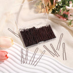AIEX 200pcs U-Shaped Hair Pins, Durable U-Shaped Styling Clips Practical Hair Accessories Suitable for Women Daily Wearing Wedding and Dance Party (Brown, 5cm/2in+6cm/2.4in)