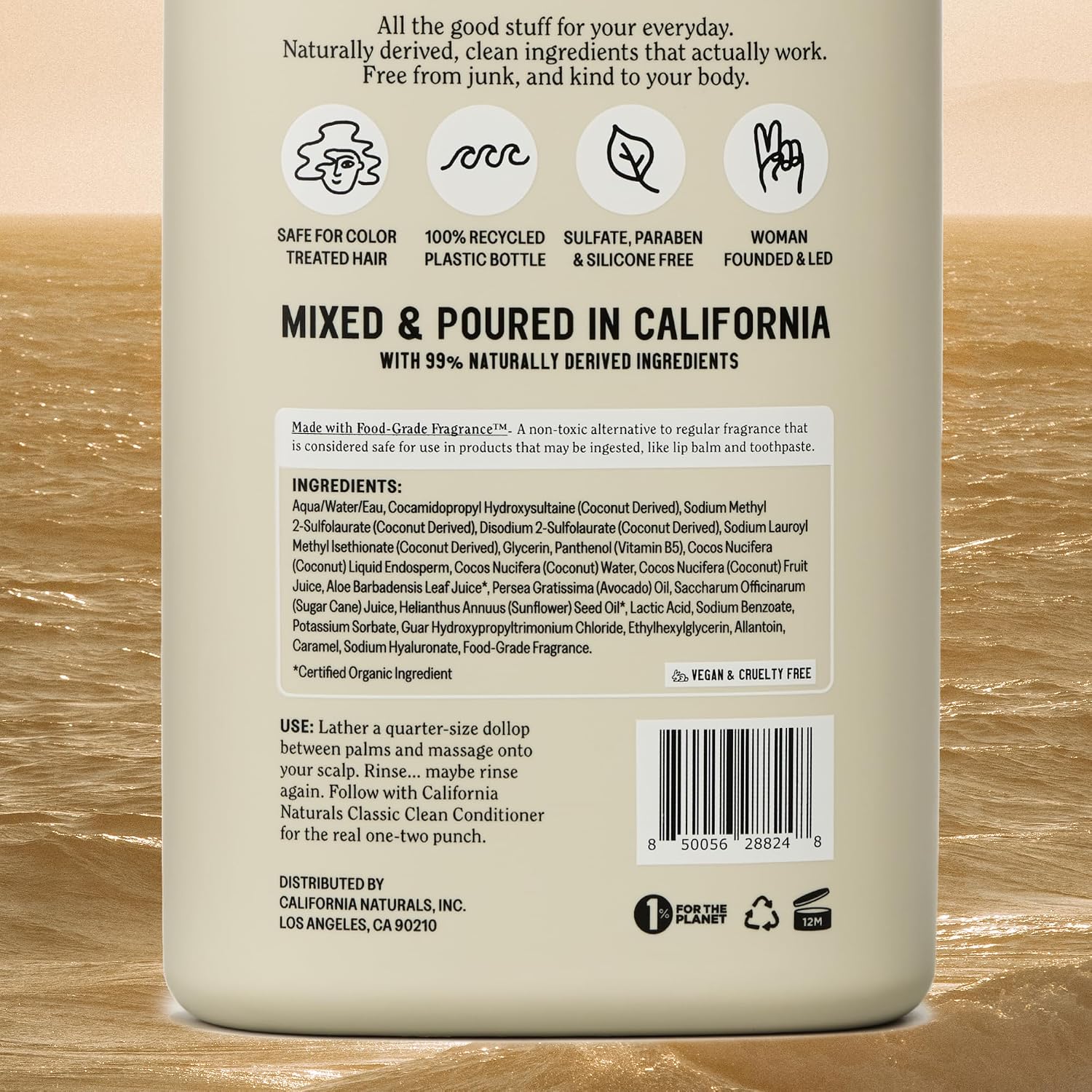 California Naturals Classic Clean Toasted Coconut Shampoo, Sulfate Free, Coconut Cleansing Complex, Natural, Vegan, Cruelty, Silicone, And Paraben Free, All Hair Types, 20 Fl Oz