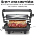 Hamilton Beach Panini Press Sandwich Maker & Electric Indoor Grill with Locking Lid, Opens Wide to Fit Any Thickness for Quesadillas, Burgers & More, Nonstick 8" x 10" Grids, Chrome (25460MNA)
