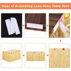 Fovths Luau Grass Table Skirt Natural 9 Feet x 29.5 Inch Hawaiian Table Skirt for Tropical Hawaiian Party Decorations Luau Costume Party, Straw Yellow