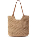 Pleneal Crochet Beach Bag, Summer Woven Tote Bag With Lining, Soft Purse Shoulder Bags For Vacation