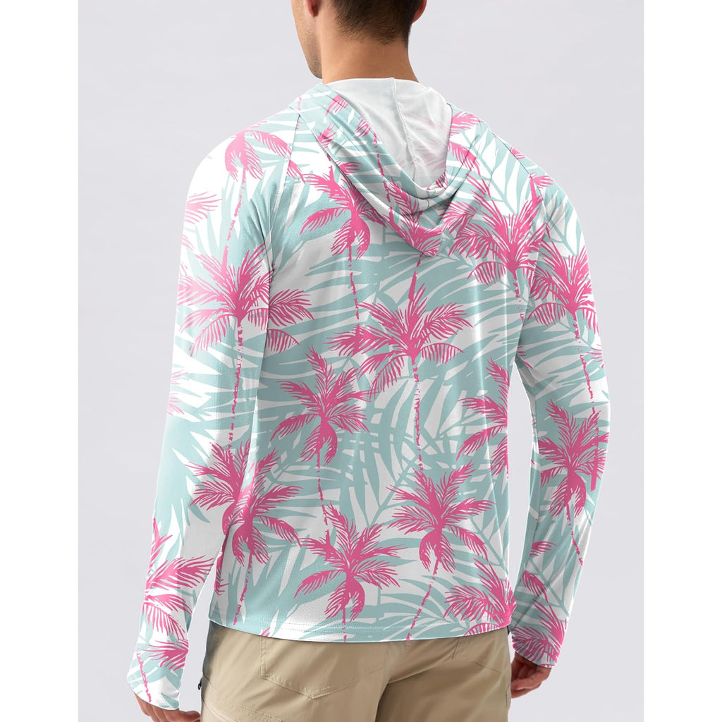 Pudolla Men'S Sun Protection Hoodie Shirts Upf 50+ Rash Guard Spf Long Sleeve Fishing Shirt For Men Swim Hiking Boating