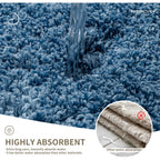 Bathroom Rugs Non Slip Washable, Ultra Thick Soft Microfiber Absorbent Bath Mats, High Density Foam Latex Non Slip Backing Bath Rugs, Fluffy Floor Carpet for Tub&Shower 24x17, Blue