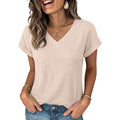 ANRABESS Womens Waffle Knit Tops 2026 Summer Casual Short Sleeve V Neck T Shirts Basic Work Tee Spring Vacation Blouses