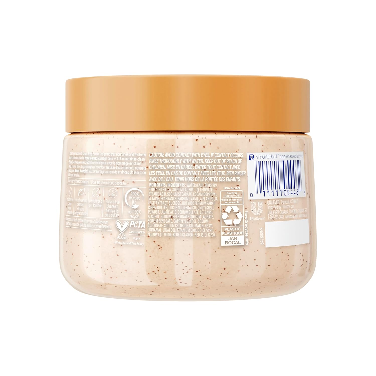 Dove Vanilla Sugar & Shea Butter Body Scrub Exfoliates And Deeply Nourishes For Smooth, Radiant Skin 15 Oz