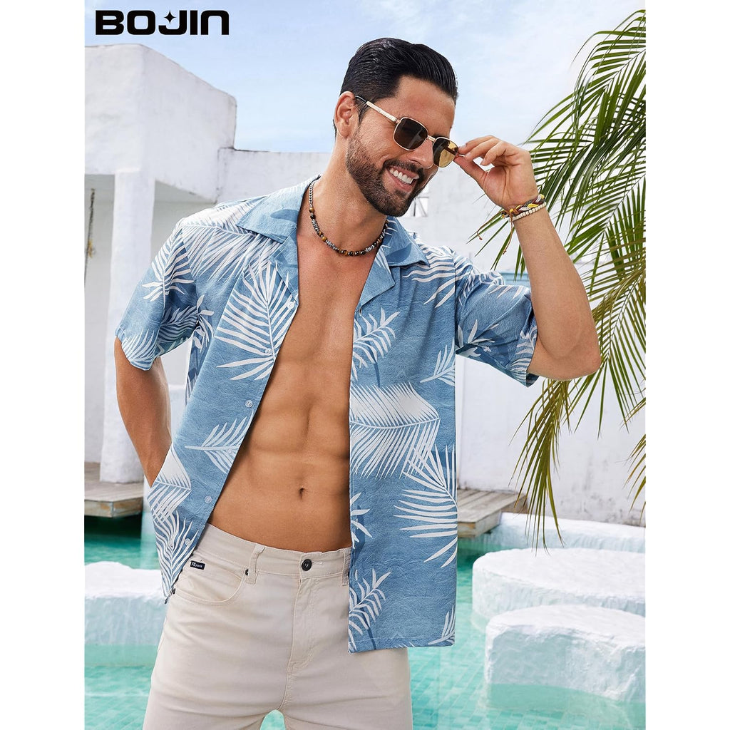 Men'S Hawaiian Shirts Short Sleeve Button Down Casual Shirts Summer Printed Tropical Floral Aloha Beach Shirts