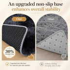8X10 Area Rugs For Living Room Bedroom: Black Grey Soft Fluffy Shag Upgrade Non-Slip High Pile Carpet Large Fuzzy Plush Indoor Floor Decor Shaggy Rug For Kid Boys Girls Playroom Nursery Modern Home