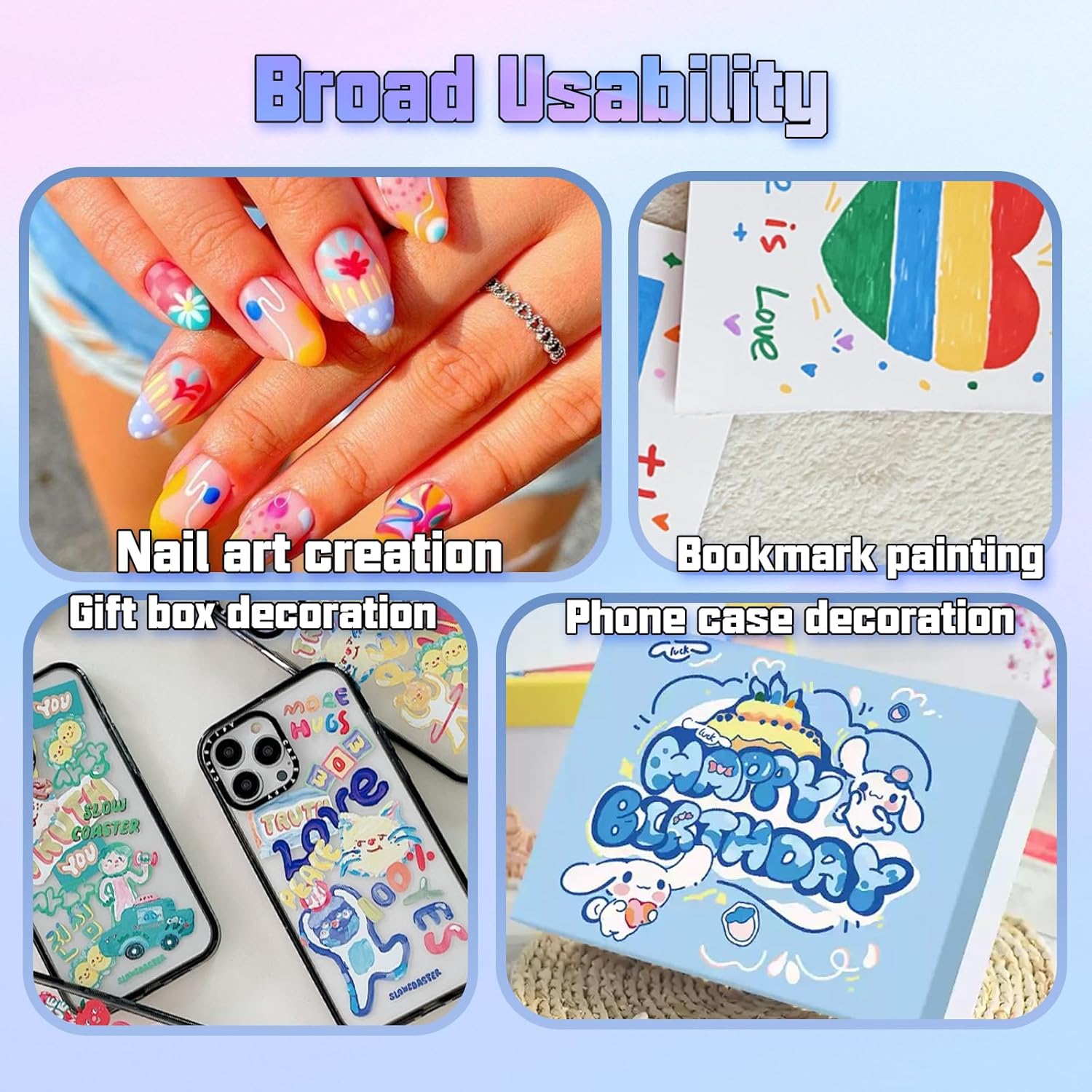 HAIOLORPRO 18 Colors Nail Art Pens Set, 3D Gel Nail Polish Pen Water-based Quick Drying, Acrylic Nail Paint Pens Kit Drawing Painting Liner Dotting Graffiti Manicure for Home Salon DIY