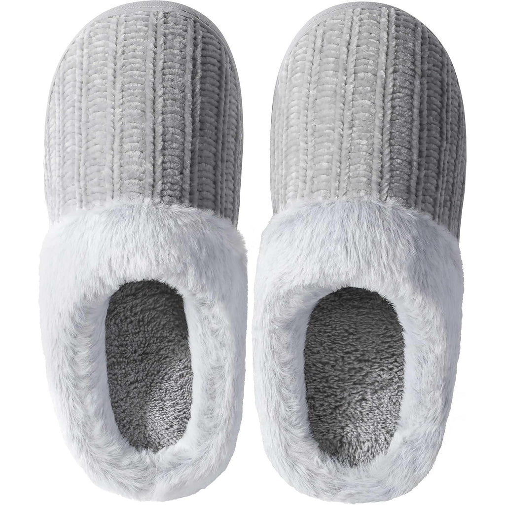 Womens Memory Foam Fuzzy Slippers Knitted House Slippers For Women Comfy Slip-On Warm House Shoes