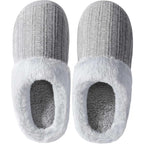 Womens Memory Foam Fuzzy Slippers Knitted House Slippers For Women Comfy Slip-On Warm House Shoes