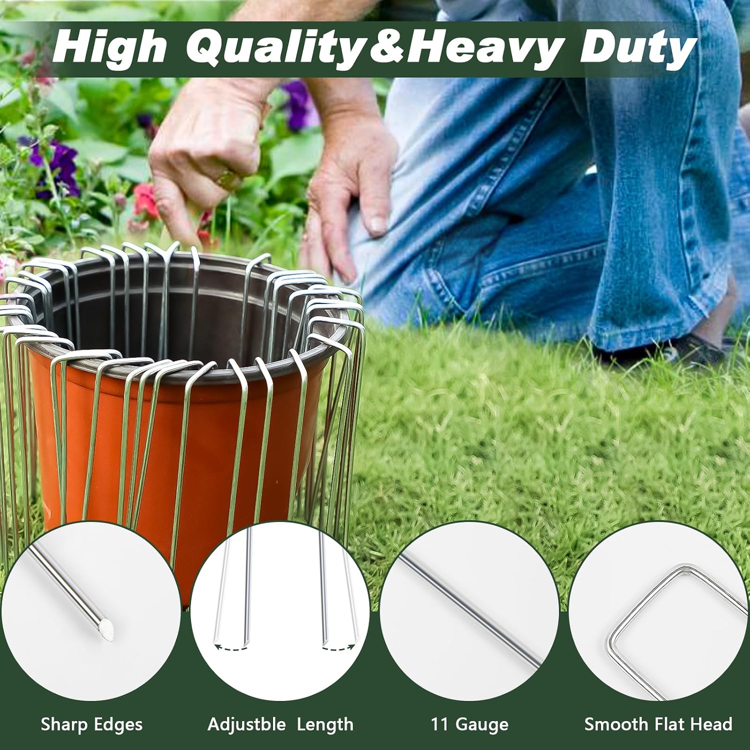 6 Inch 50 Pack Hot-Dip Galvanized Landscape Staples Plant Cover Spikes 11 Gauge Tent Stakes Garden Stakes Landscaping Fabric Sod Pins Yard Pins For Decoration Weed Barrier Fabric
